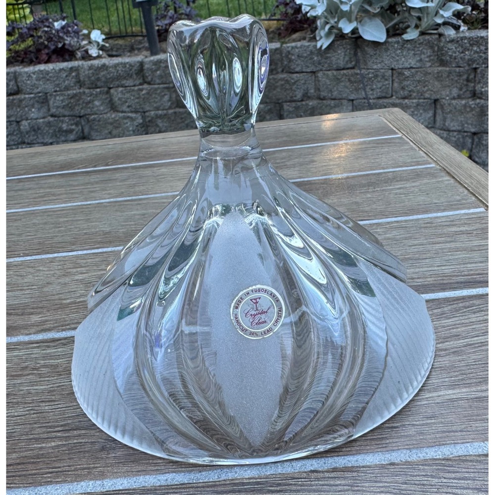 LID ONLY Crystal Yugoslavia Handcut 24% Lead Crystal‎ Frosted Scalloped 5.5"